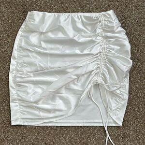 12th Tribe White Satin Mini Skirt